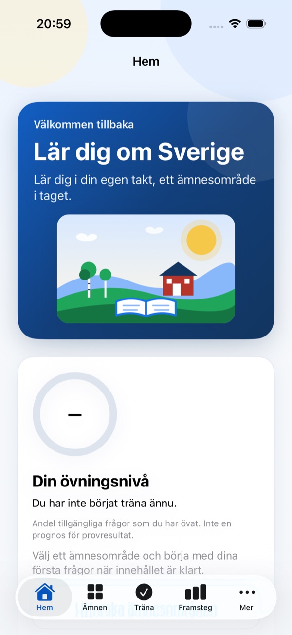 MedborgarCoachs startsida på en iPhone
